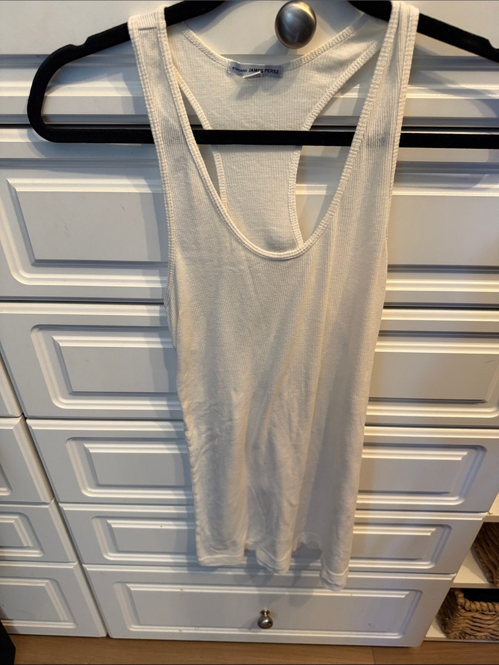 James Perse Cream Ribbed Racerback Tank